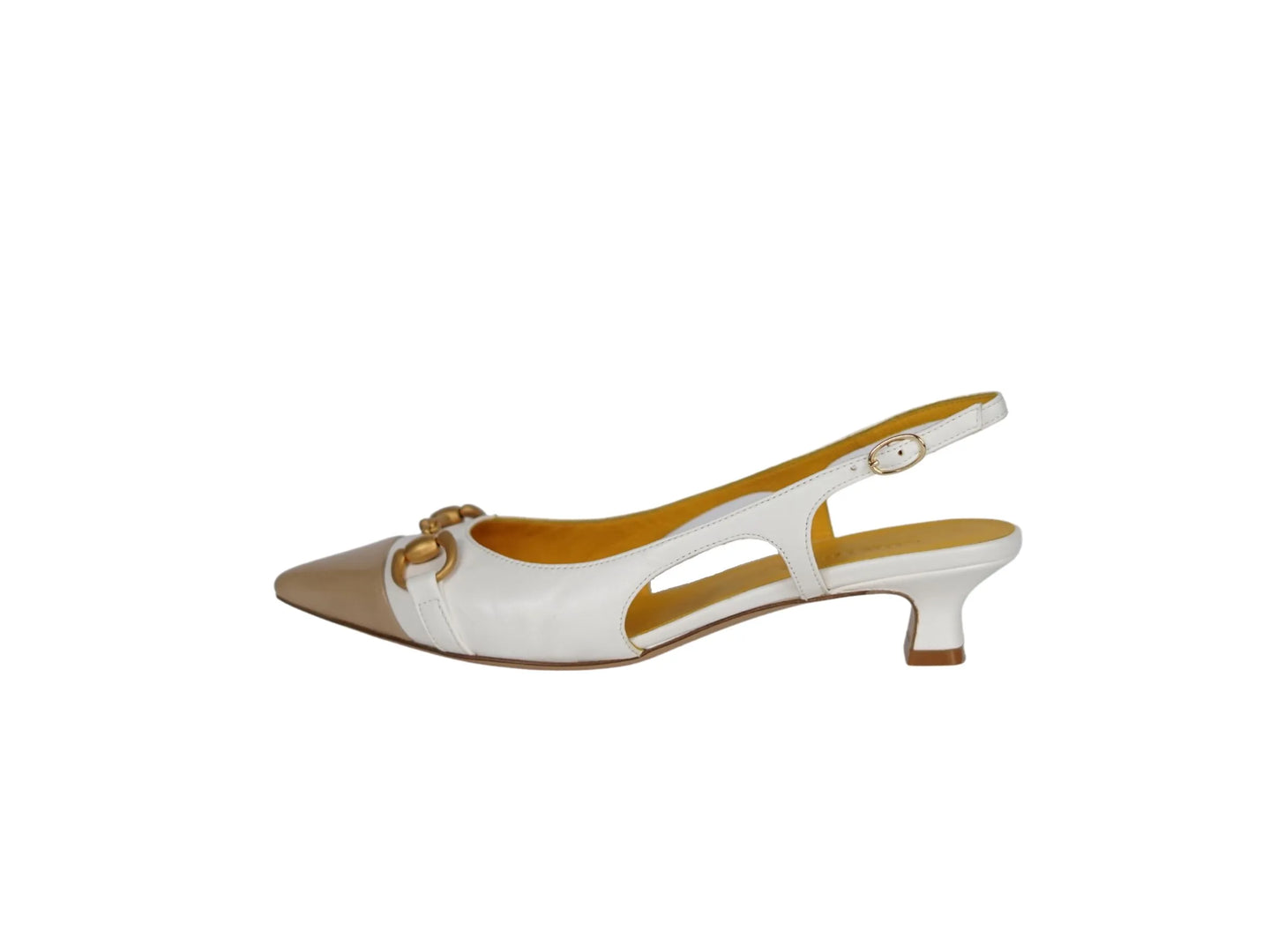 Chanel Lonigro pelle bianca punta pelle beige con morsetto